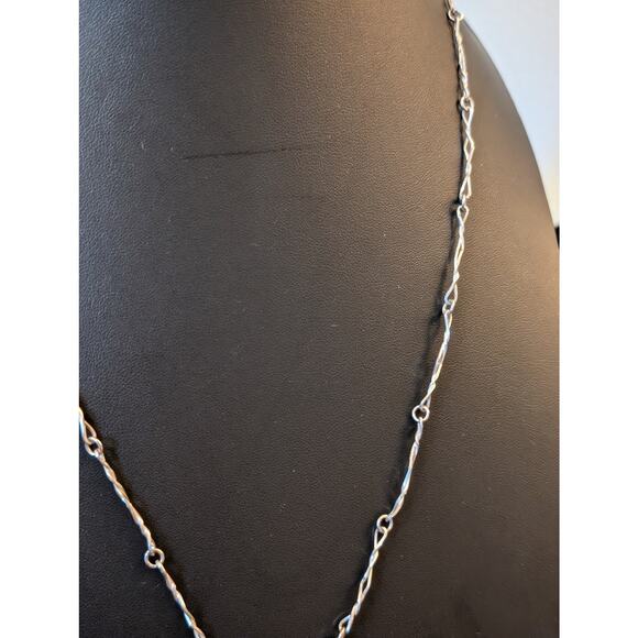 VTG 925 Black Stone Marcasite Flower Pendant on 925 Israel Fancy Chain Necklace - Picture 6 of 10